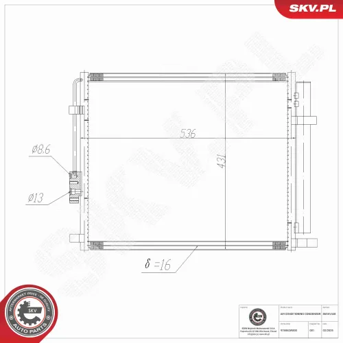 Kondensator, Klimaanlage ESEN SKV 86SKV448 Bild Kondensator, Klimaanlage ESEN SKV 86SKV448