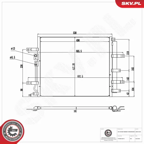 Kondensator, Klimaanlage ESEN SKV 86SKV522 Bild Kondensator, Klimaanlage ESEN SKV 86SKV522
