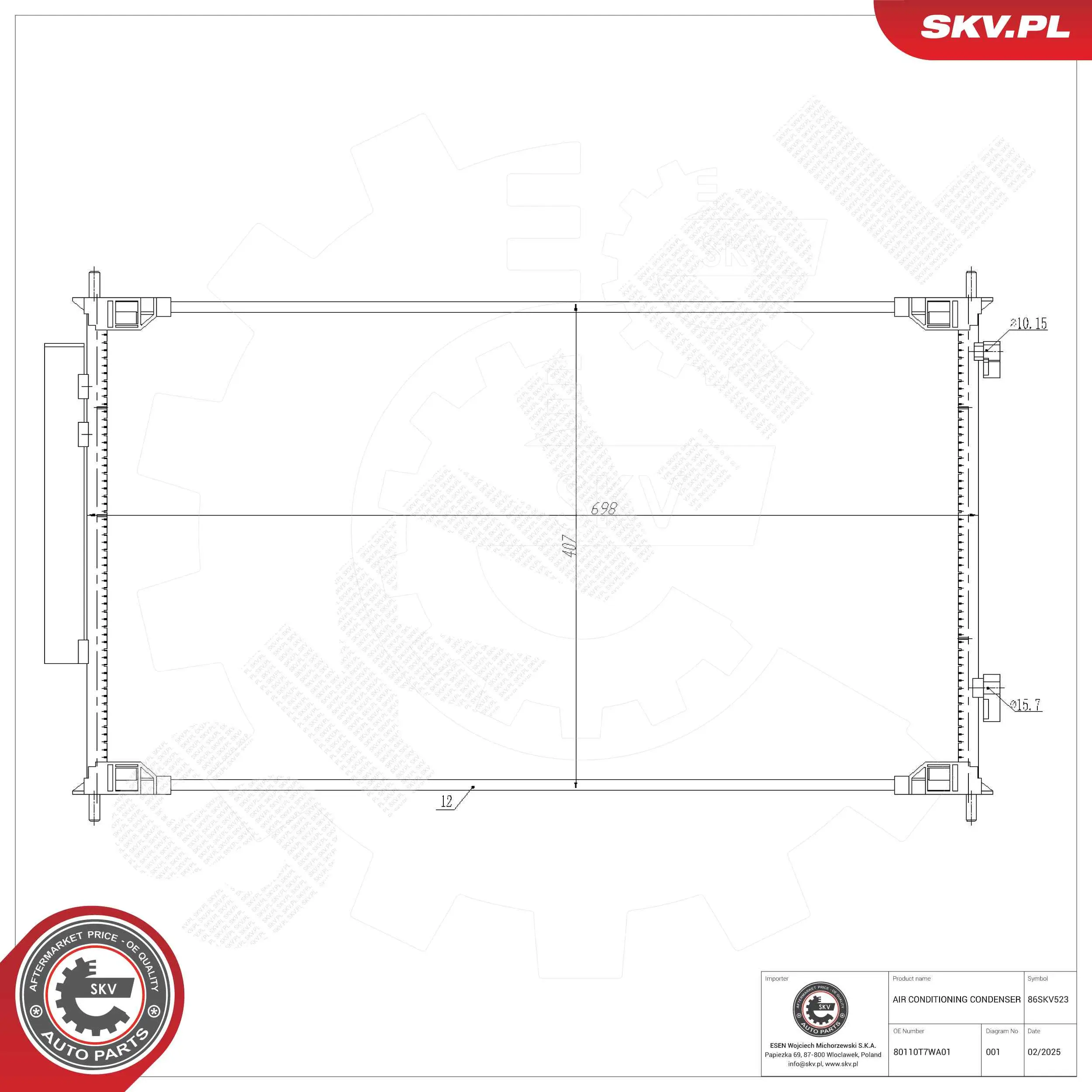 Kondensator, Klimaanlage ESEN SKV 86SKV523