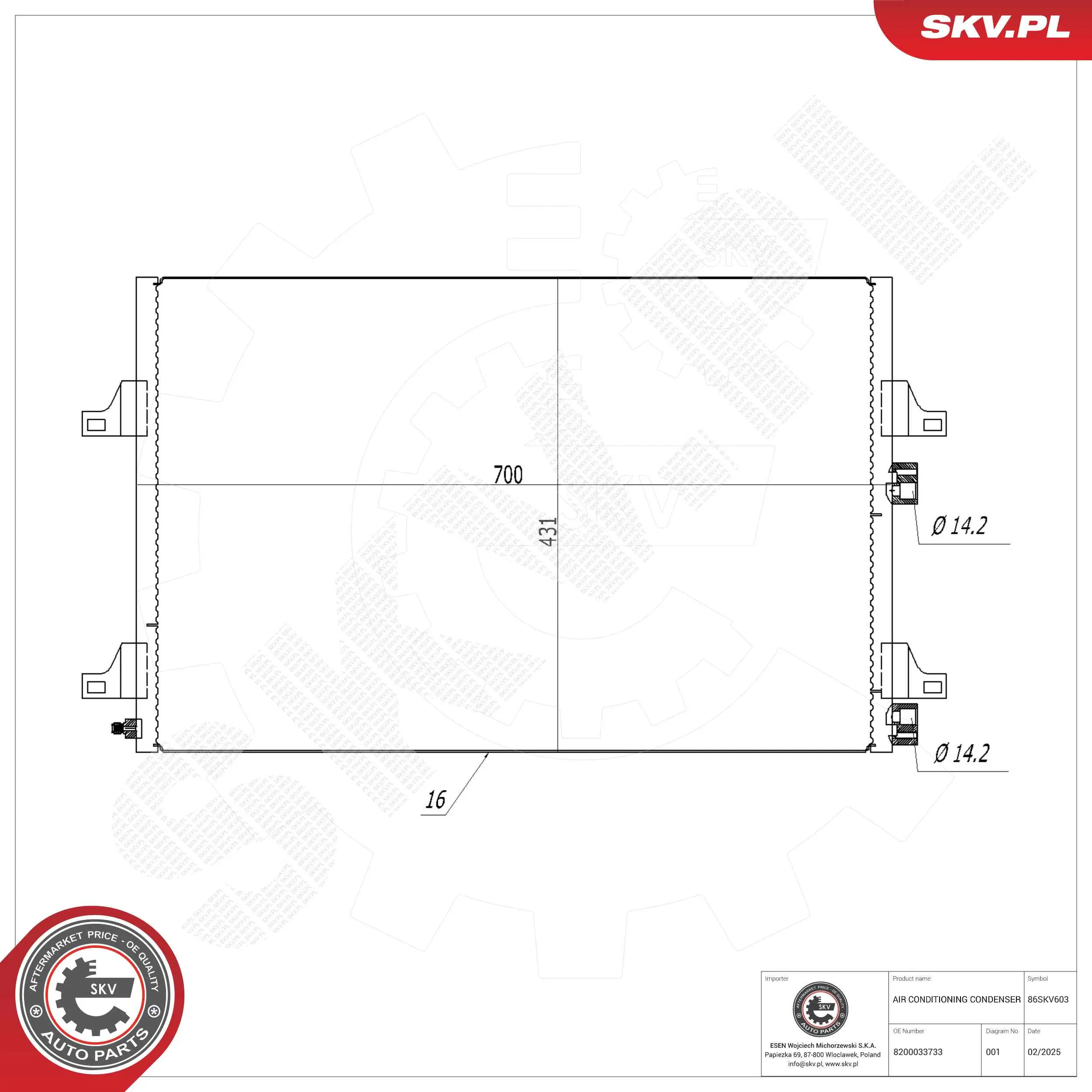 Kondensator, Klimaanlage ESEN SKV 86SKV603