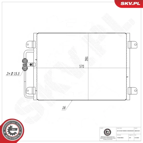 Kondensator, Klimaanlage ESEN SKV 86SKV621 Bild Kondensator, Klimaanlage ESEN SKV 86SKV621