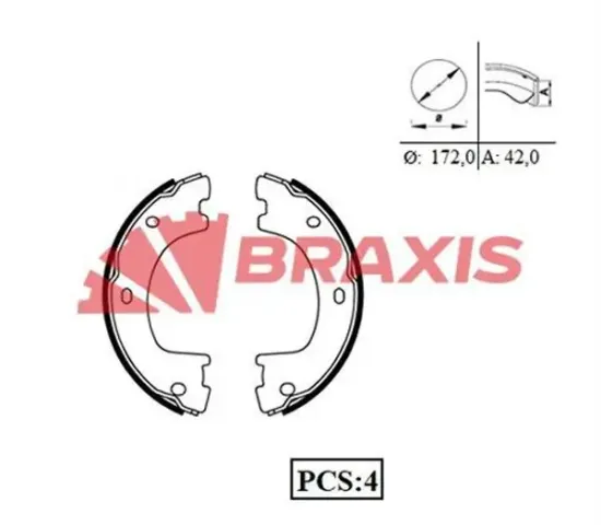 Bremsbackensatz, Feststellbremse BRAXIS AC0084 Bild Bremsbackensatz, Feststellbremse BRAXIS AC0084