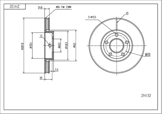 Bremsscheibe HART 214 132