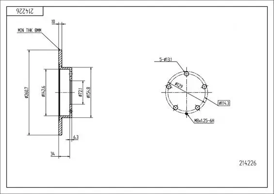 Bremsscheibe Hinterachse HART 214 226