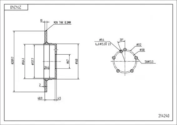 Bremsscheibe HART 214 240