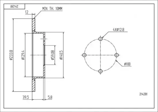 Bremsscheibe Vorderachse HART 214 281 Bild Bremsscheibe Vorderachse HART 214 281