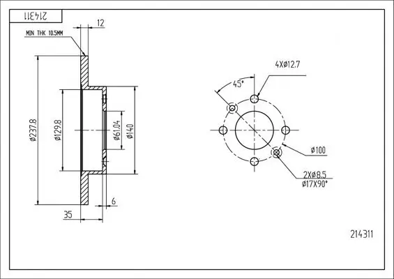 Bremsscheibe Vorderachse HART 214 311