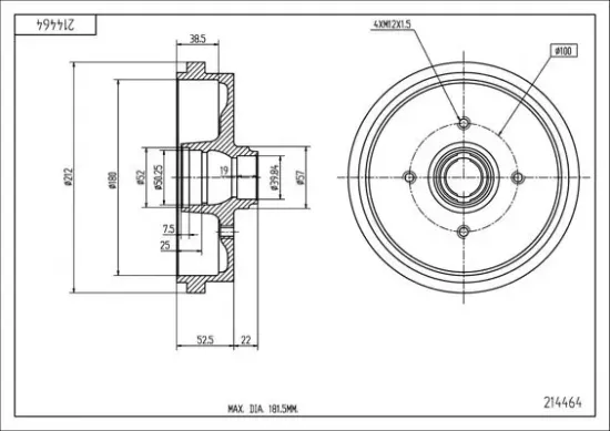 Bremstrommel HART 214 464 Bild Bremstrommel HART 214 464