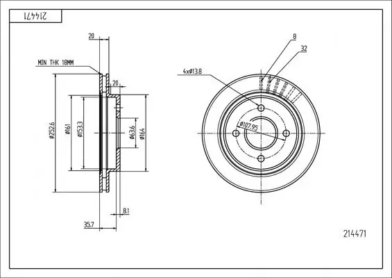 Bremsscheibe Hinterachse HART 214 471