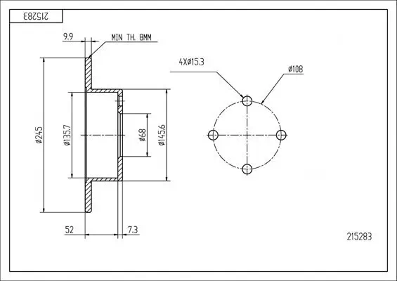 Bremsscheibe HART 215 283