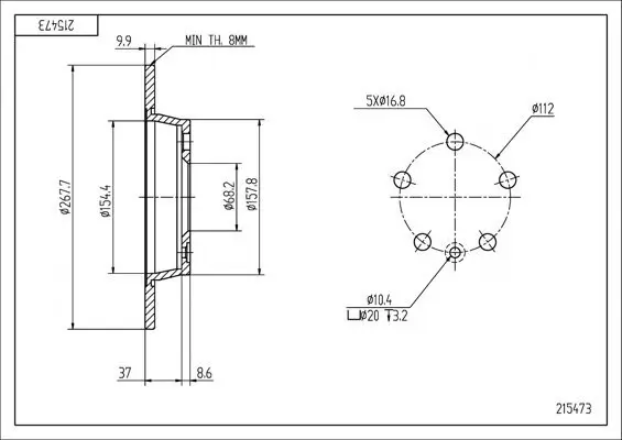 Bremsscheibe Hinterachse HART 215 473