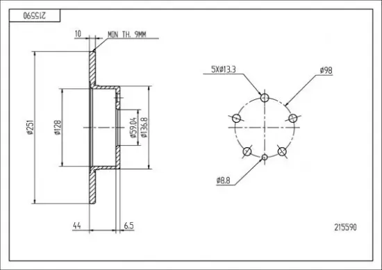 Bremsscheibe Hinterachse HART 215 590 Bild Bremsscheibe Hinterachse HART 215 590