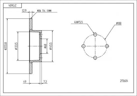 Bremsscheibe Vorderachse HART 215 604 Bild Bremsscheibe Vorderachse HART 215 604