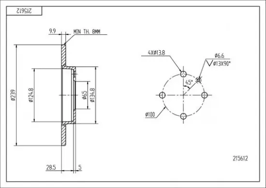 Bremsscheibe Vorderachse HART 215 612 Bild Bremsscheibe Vorderachse HART 215 612