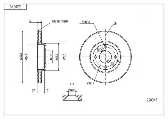 Bremsscheibe HART 220 845