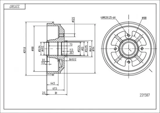 Bremstrommel HART 221 587 Bild Bremstrommel HART 221 587