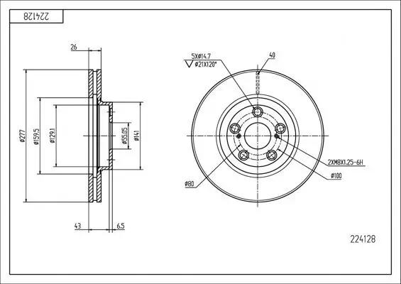 Bremsscheibe Vorderachse HART 224 128