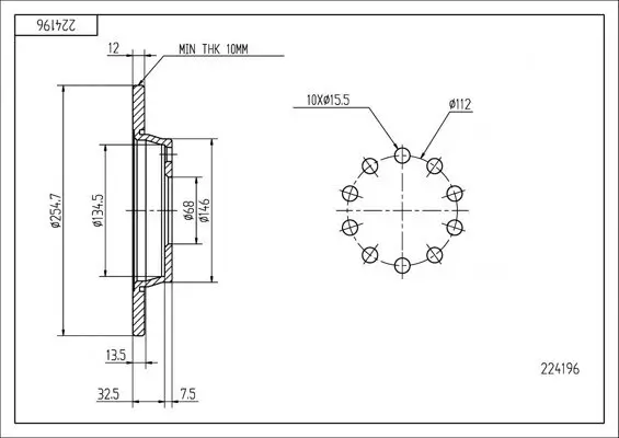 Bremsscheibe Hinterachse HART 224 196