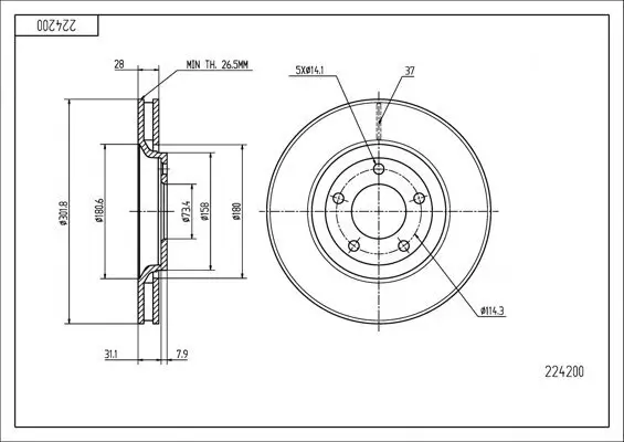 Bremsscheibe Vorderachse HART 224 200