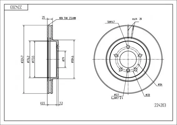 Bremsscheibe HART 224 203