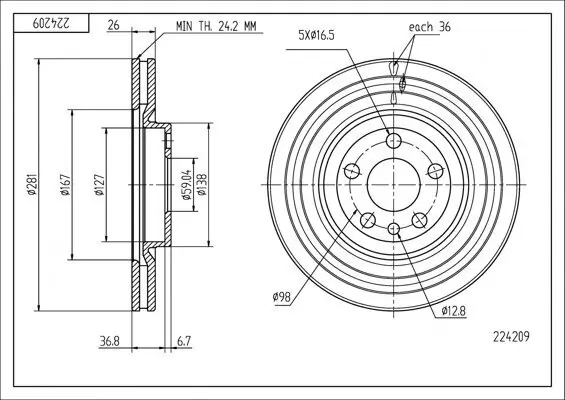 Bremsscheibe Vorderachse HART 224 209
