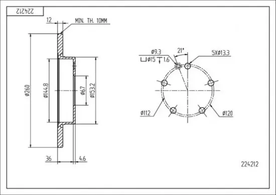 Bremsscheibe Vorderachse HART 224 212 Bild Bremsscheibe Vorderachse HART 224 212