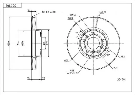 Bremsscheibe HART 224 391