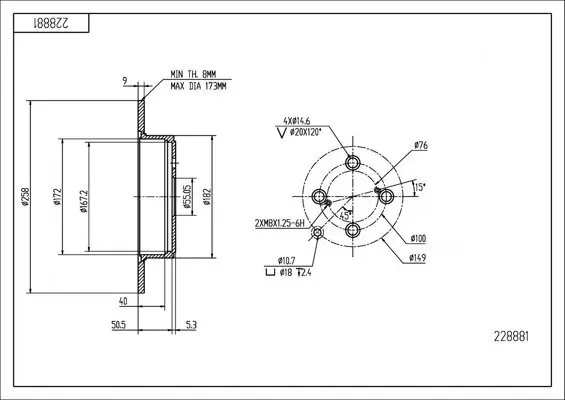 Bremsscheibe Hinterachse HART 228 881