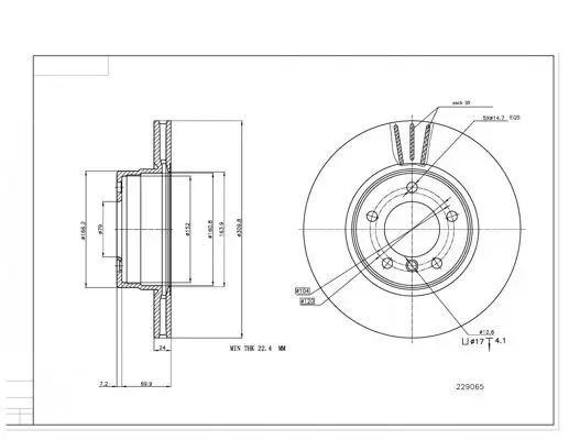 Bremsscheibe Vorderachse HART 229 065 Bild Bremsscheibe Vorderachse HART 229 065