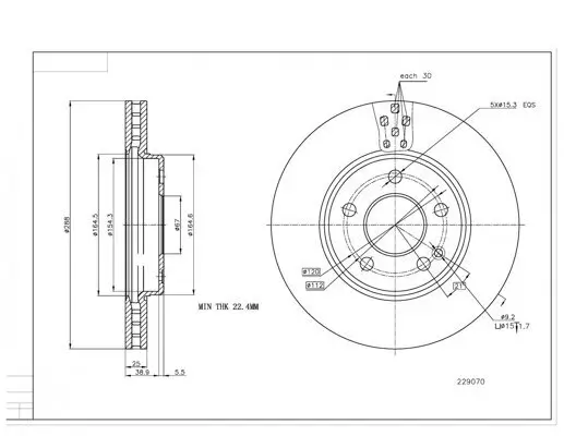 Bremsscheibe Vorderachse HART 229 070 Bild Bremsscheibe Vorderachse HART 229 070