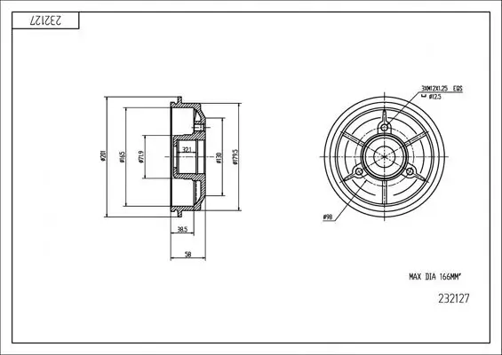 Bremstrommel Hinterachse HART 232 127