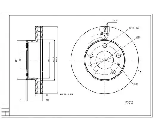 Bremsscheibe Vorderachse HART 232 232 Bild Bremsscheibe Vorderachse HART 232 232