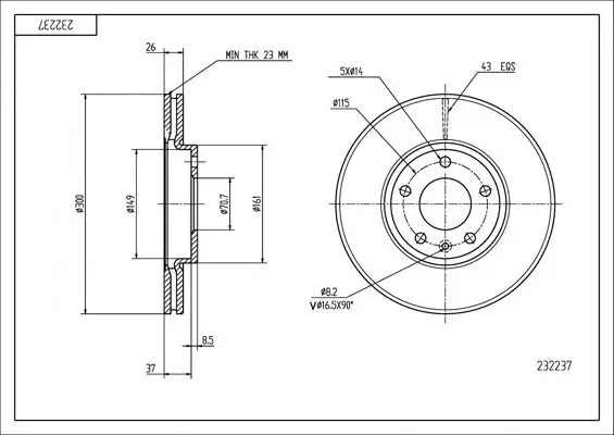 Bremsscheibe Vorderachse HART 232 237