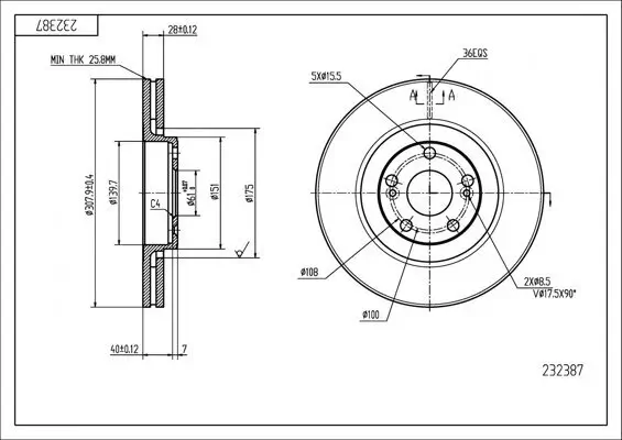 Bremsscheibe Vorderachse HART 232 387
