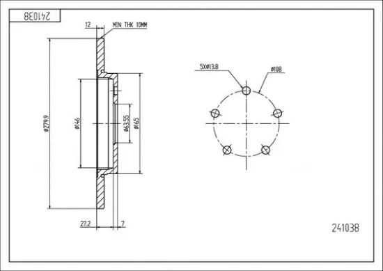 Bremsscheibe Hinterachse HART 241 038 Bild Bremsscheibe Hinterachse HART 241 038