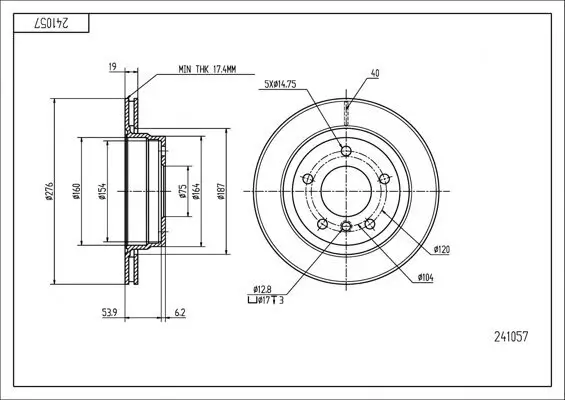 Bremsscheibe Hinterachse HART 241 057