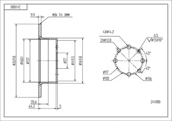 Bremsscheibe Hinterachse HART 241 080 Bild Bremsscheibe Hinterachse HART 241 080