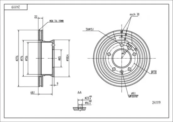 Bremsscheibe HART 241 119 Bild Bremsscheibe HART 241 119