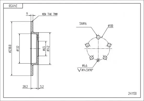 Bremsscheibe Hinterachse HART 241 150 Bild Bremsscheibe Hinterachse HART 241 150