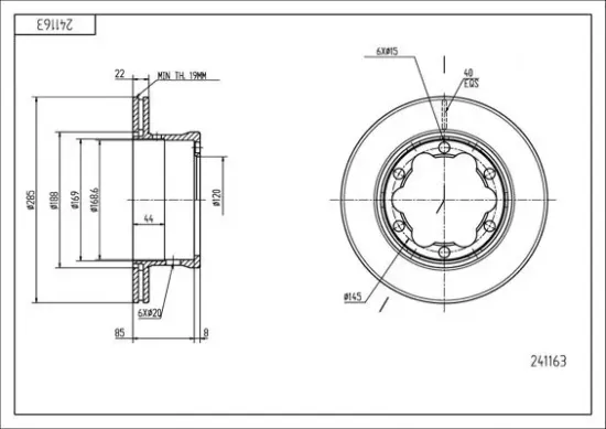 Bremsscheibe Hinterachse HART 241 163 Bild Bremsscheibe Hinterachse HART 241 163