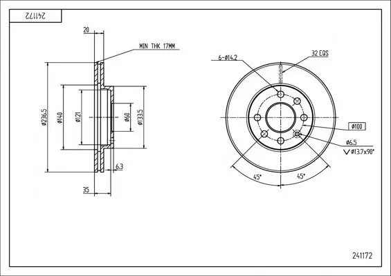 Bremsscheibe HART 241 172