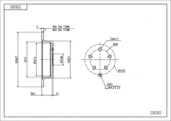 Bremsscheibe HART 250 282
