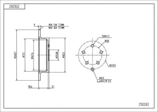Bremsscheibe HART 250 282 Bild Bremsscheibe HART 250 282
