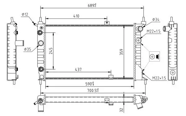 Kühler, Motorkühlung HART 637 163