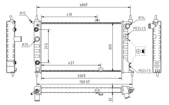 Kühler, Motorkühlung HART 637 163 Bild Kühler, Motorkühlung HART 637 163
