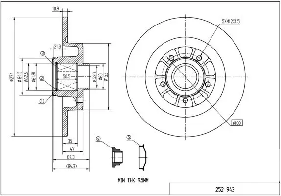 Bremsscheibe Hinterachse HART 252 943