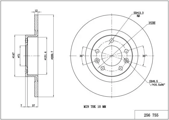 Bremsscheibe Hinterachse HART 256 755