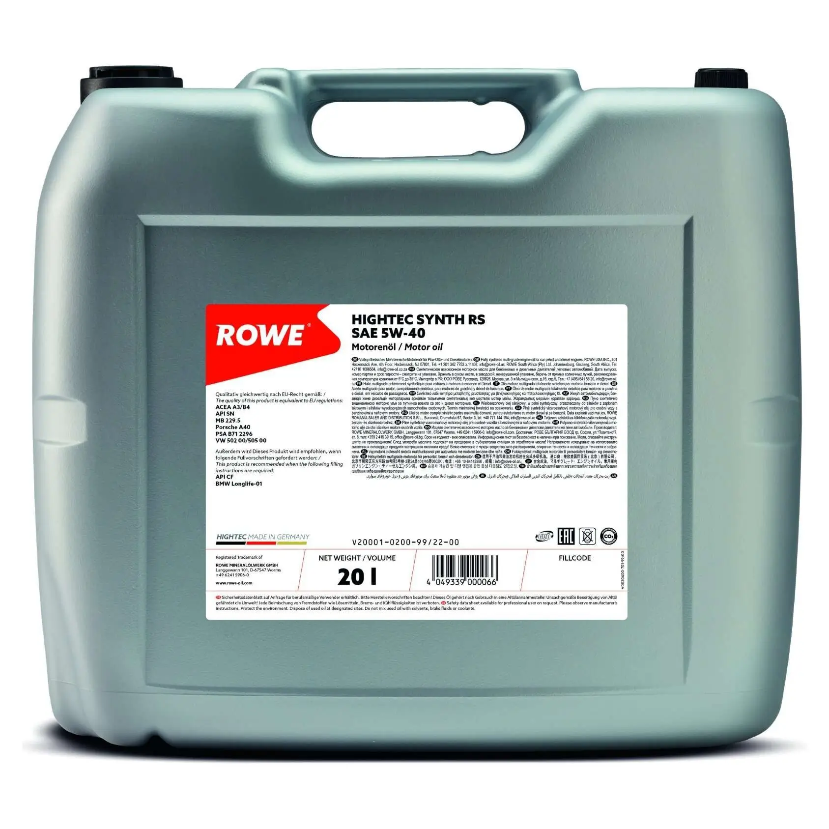 Motoröl 5W-40 20L ROWE 20001-0200-99