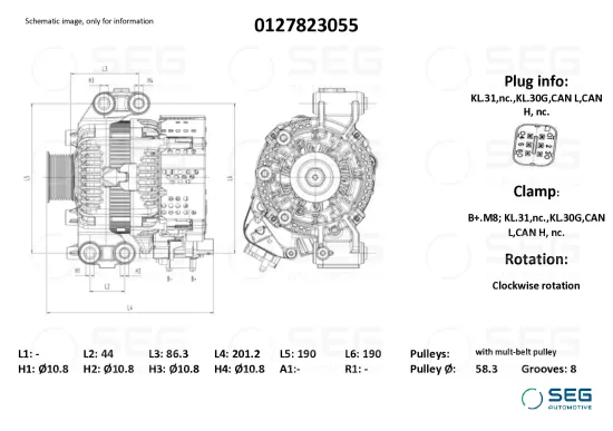 Startergenerator 48 V SEG Automotive 0127823055 Bild Startergenerator 48 V SEG Automotive 0127823055