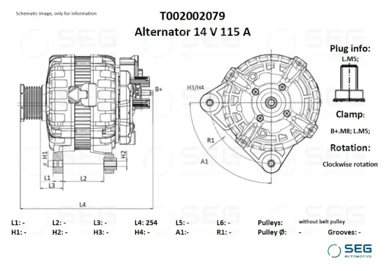Generator 14 V SEG Automotive T002002079 Bild Generator 14 V SEG Automotive T002002079